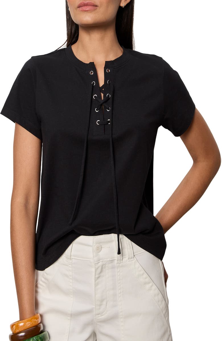 Sanctuary Timeless Lace-Up T-Shirt, Alternate, color, Black