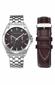 GEOFFREY BEENE EZ Change Bracelet Strap & Leather Strap Multifunction Watch, 41mm