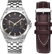 GEOFFREY BEENE EZ Change Bracelet Strap & Leather Strap Multifunction Watch, 41mm