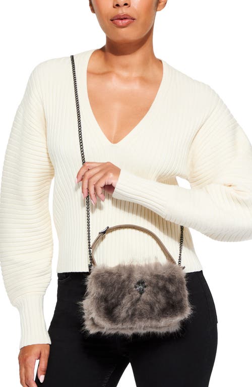 Kurt Geiger London Mini Bond Faux Fur Shoulder Bag In Neutral