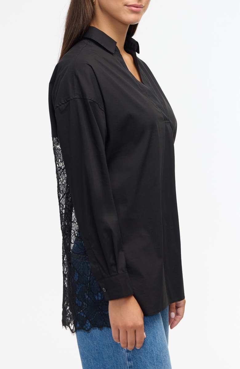 Ellen Tracy Lace Back Long Sleeve Poplin Shirt, Alternate, color, 