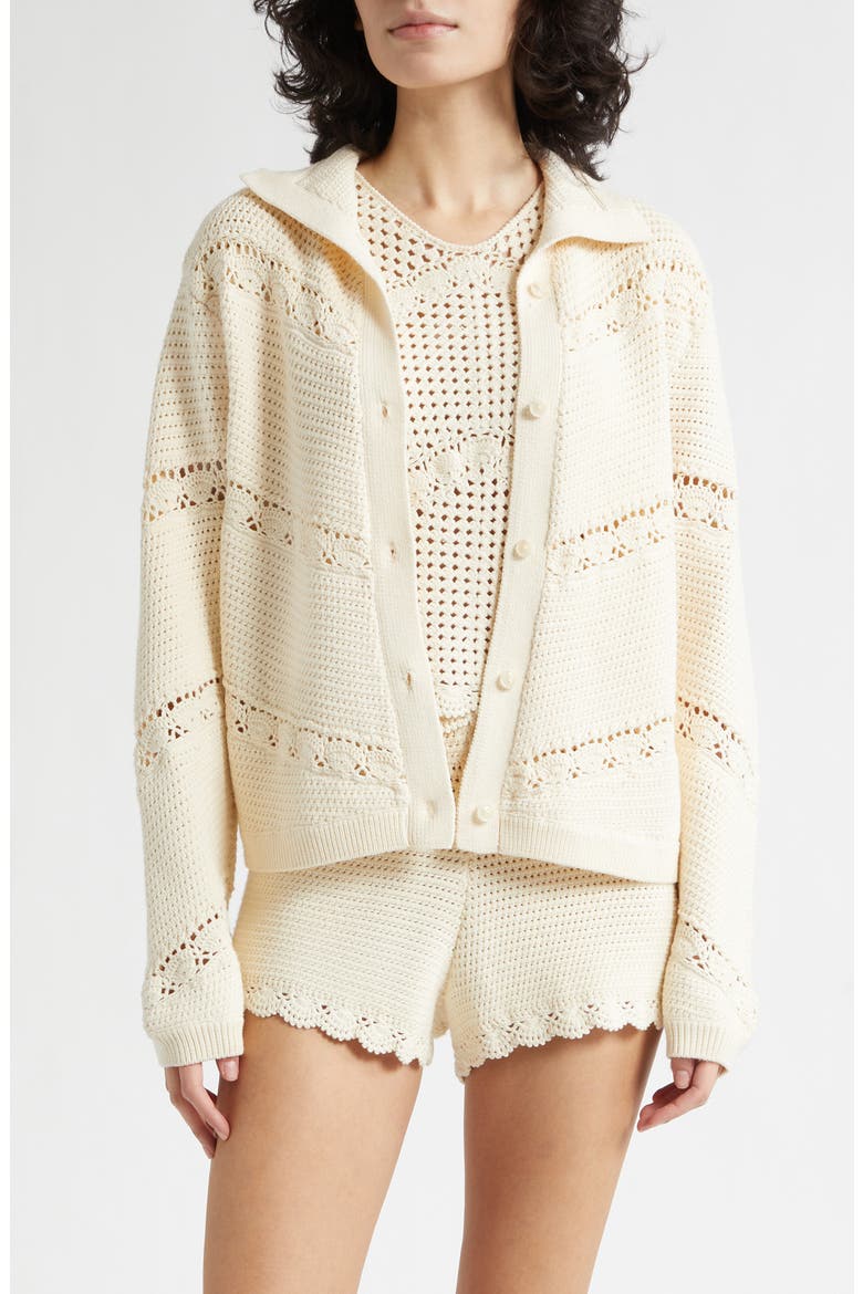 Dylan Crochet Cardigan, Main, color, PEARL
