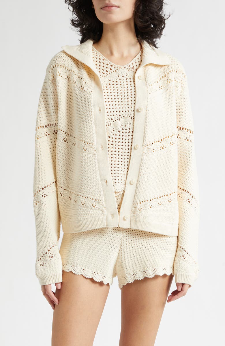 POSSE Dylan Crochet Cardigan, Main, color, Pearl