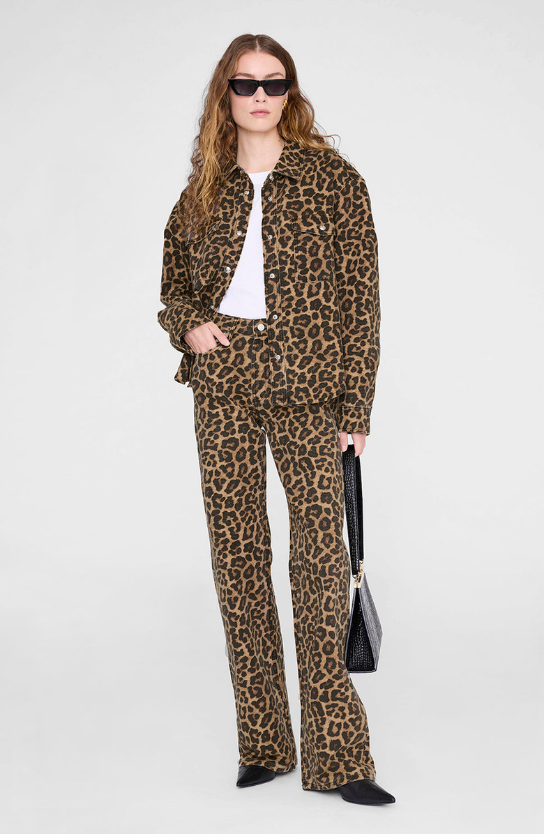 ANINE BING Paxton Shirt, Alternate, color, Black / Brown Leopard