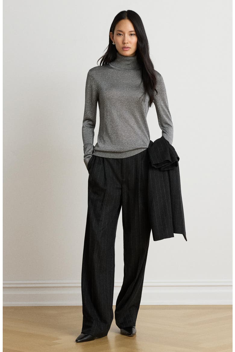 Metallic Turtleneck Sweater, Alternate, color, BLACK/ MULTI