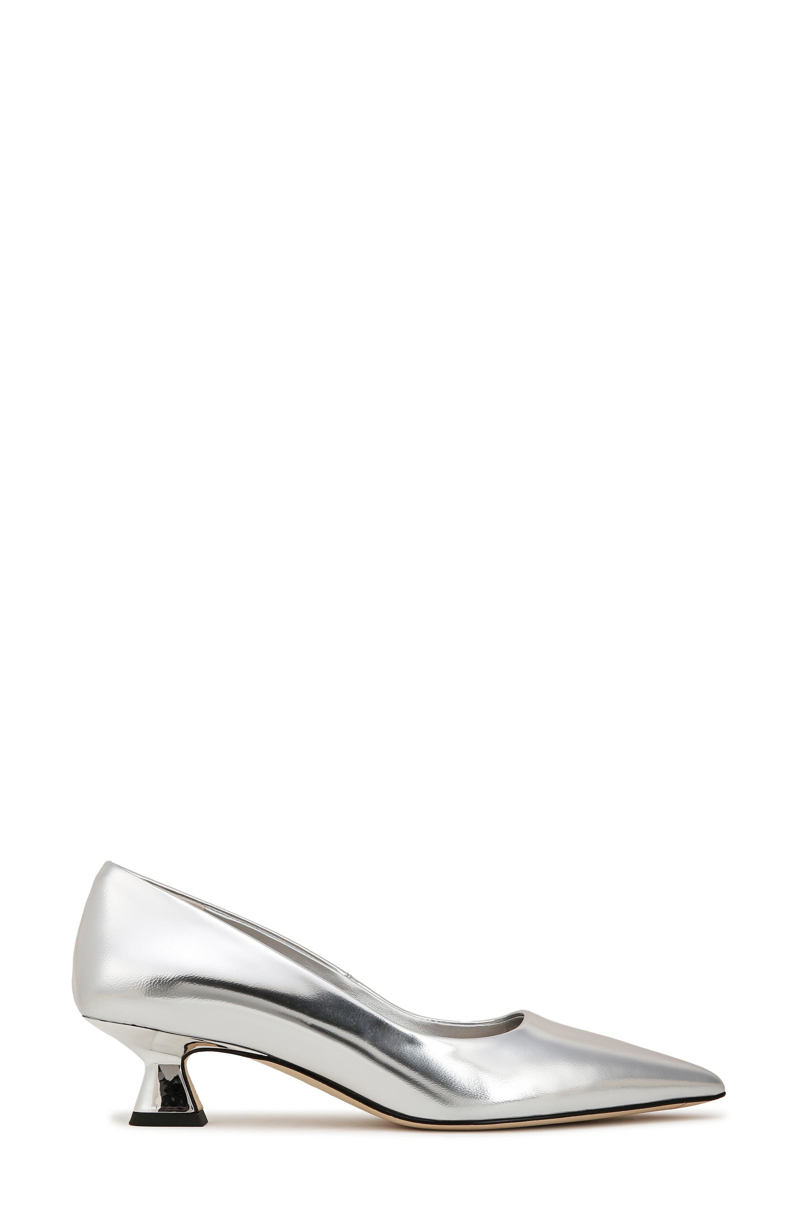 SARTO by Franco Sarto Diva Kitten Heel Pointed Toe Pump, Alternate, color, Silver