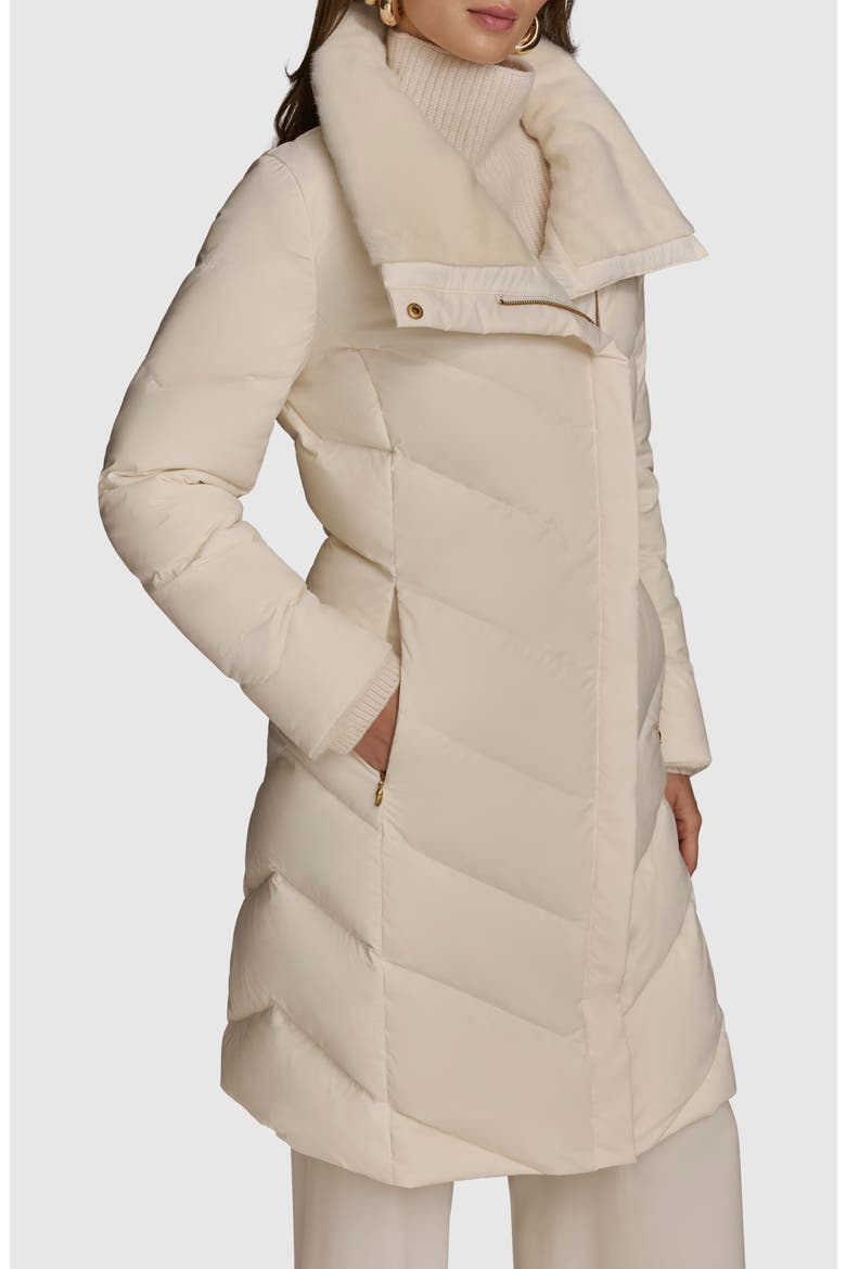 Water Resistant Chevron Down Puffer Coat, Alternate, color, CREAM