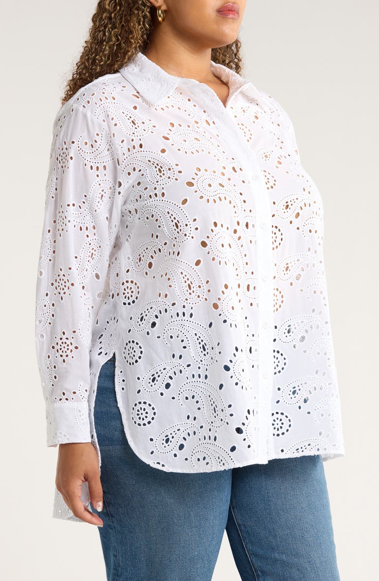 Universal Standard The Anglaise Stretch Poplin Shirt, Alternate, color, White