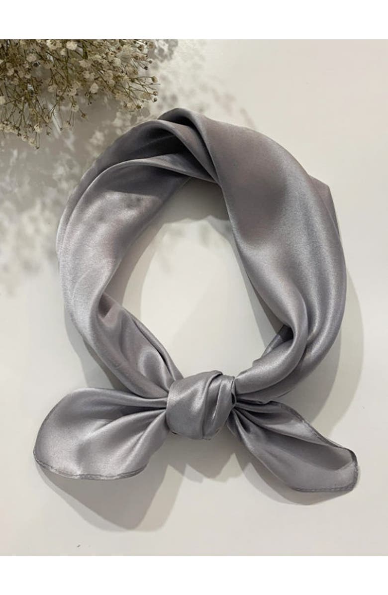 SILKSILKY Pure Silk Solid Color Square Scarf, Main, color, Grey
