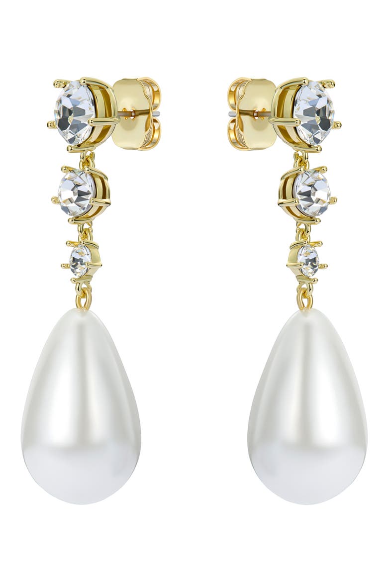 Pearsti Faux Pearl Drop Earrings, Alternate, color, GOLD TONE WHITE CLEAR CRYSTAL