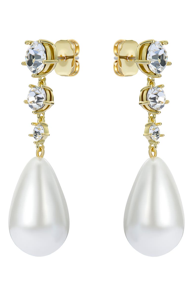 Ted Baker Pearsti Faux Pearl Drop Earrings, Alternate, color, Gold Tone White Clear Crystal