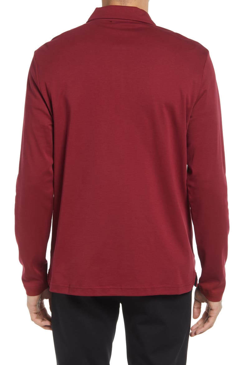 Long Sleeve Cotton Zip Polo, Alternate, color, BORDEAUX
