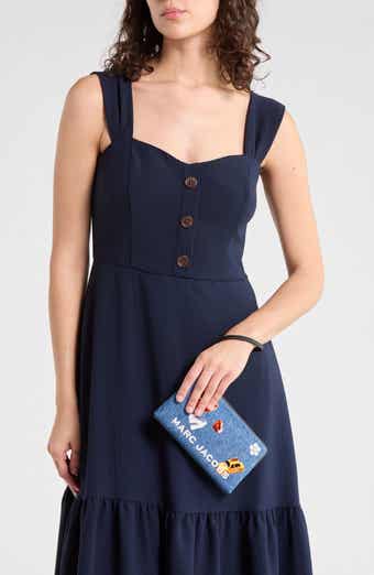 Trinket Print Denim Wristlet Pouch