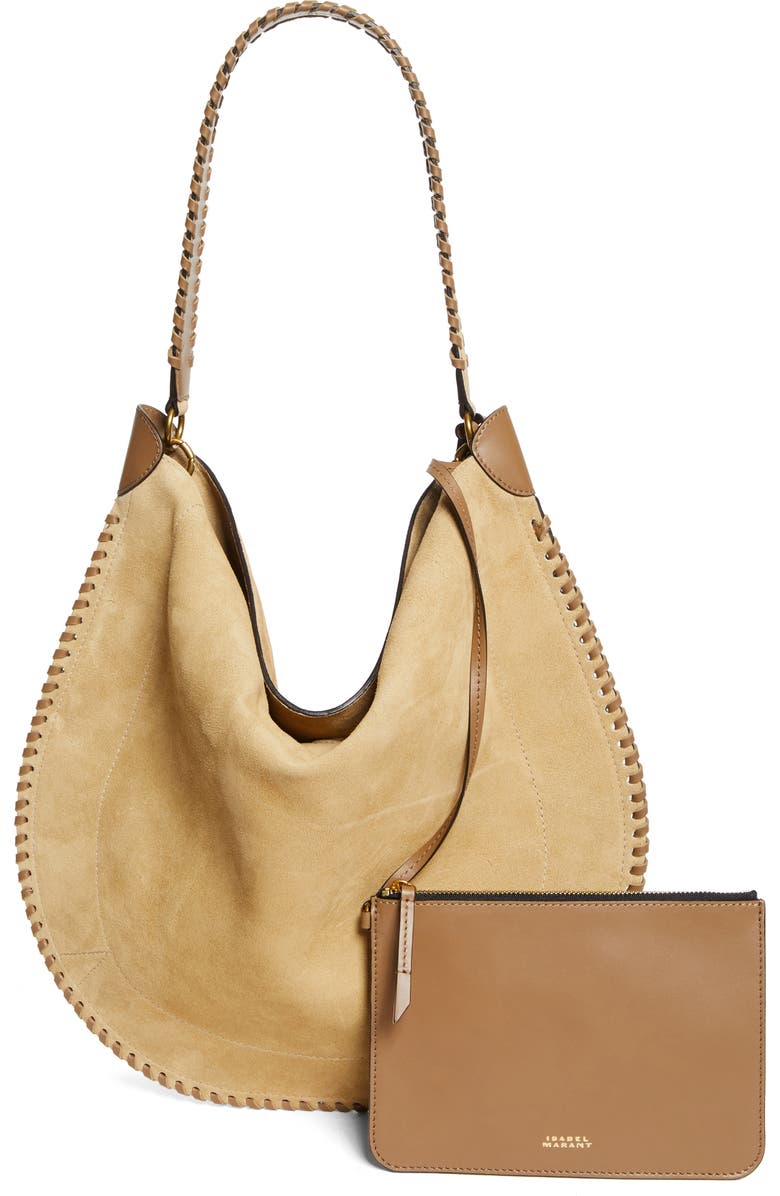 Isabel Marant Oskan Soft Suede Hobo Bag, Alternate, color, Sand