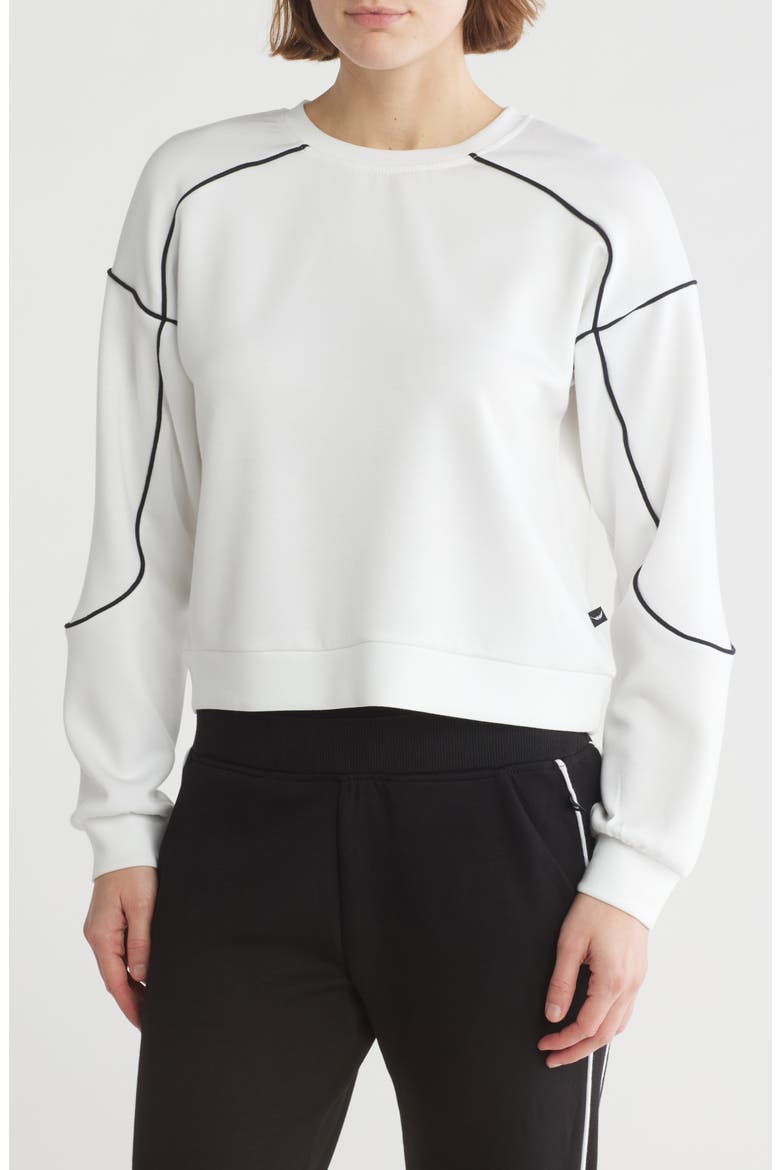 Contrast Piping Crop Sweatshirt, Main, color, EGRET