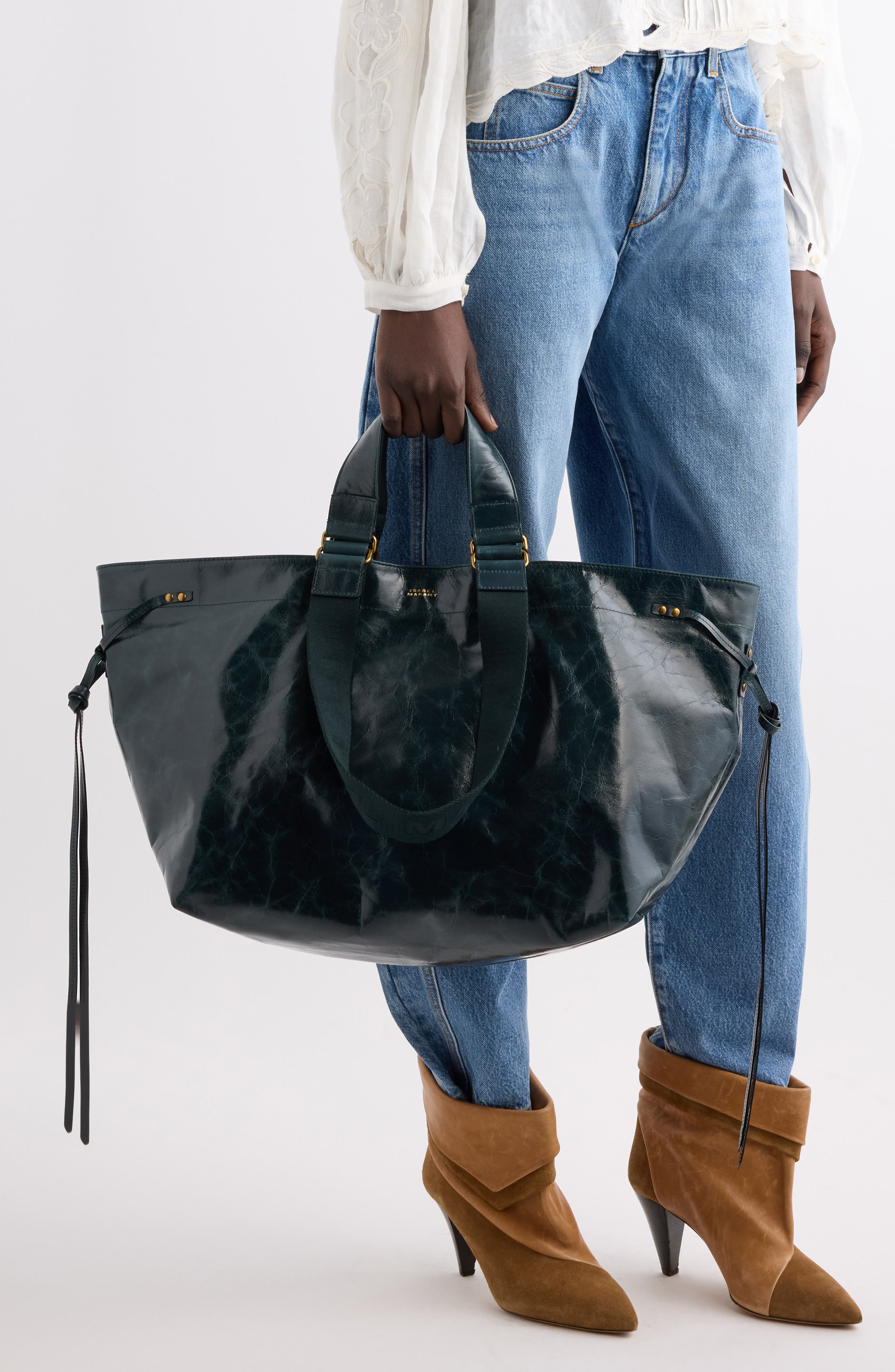 Wardy Leather Shopper Tote, Alternate, color, DEEP TEAL