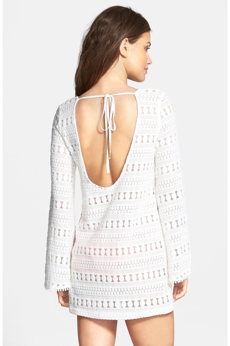 'Monte Carlo' Bell Sleeve Cover-Up Tunic, Alternate, color, OFF-WHITE