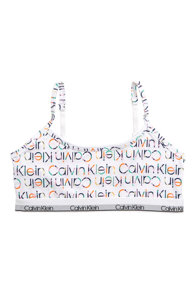 Logo Print Bralette, Main, color, CK PAVE LOGO