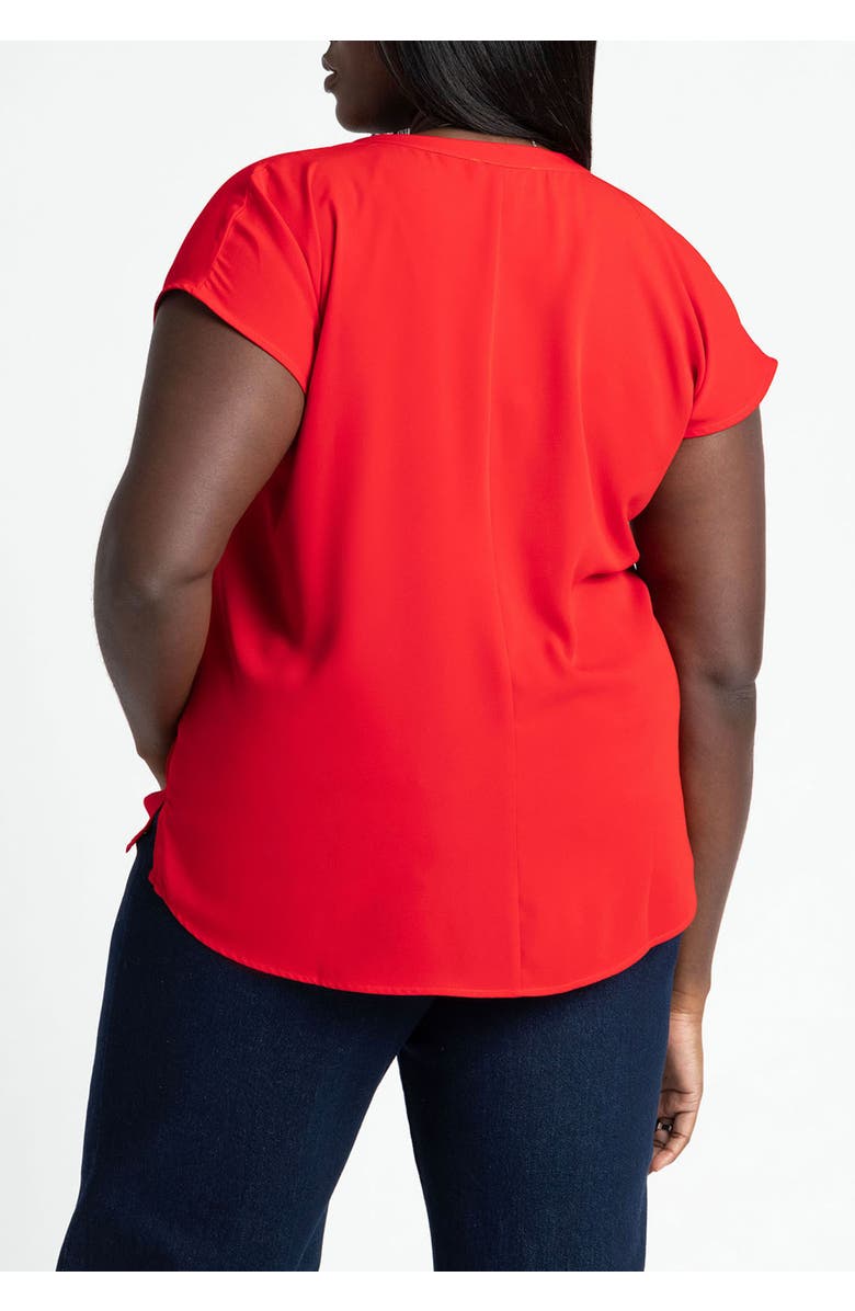 ELOQUII Notch Collar Blouse, Alternate, color, Biking Red