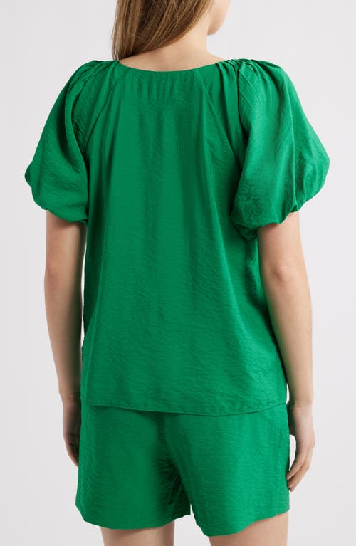 Anne Klein Bubble Sleeve Top In Tropical Green