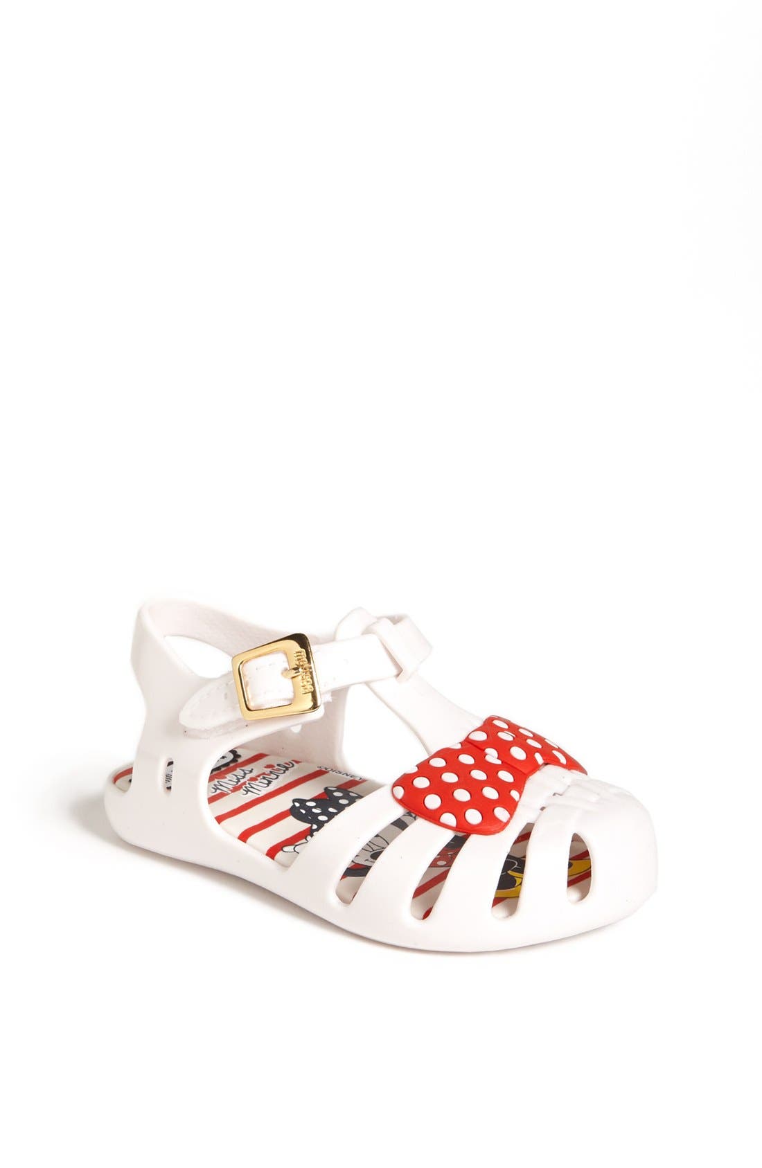 'Aranha - Minnie Mouse®' Sandal, Main, color, WHITE/ RED