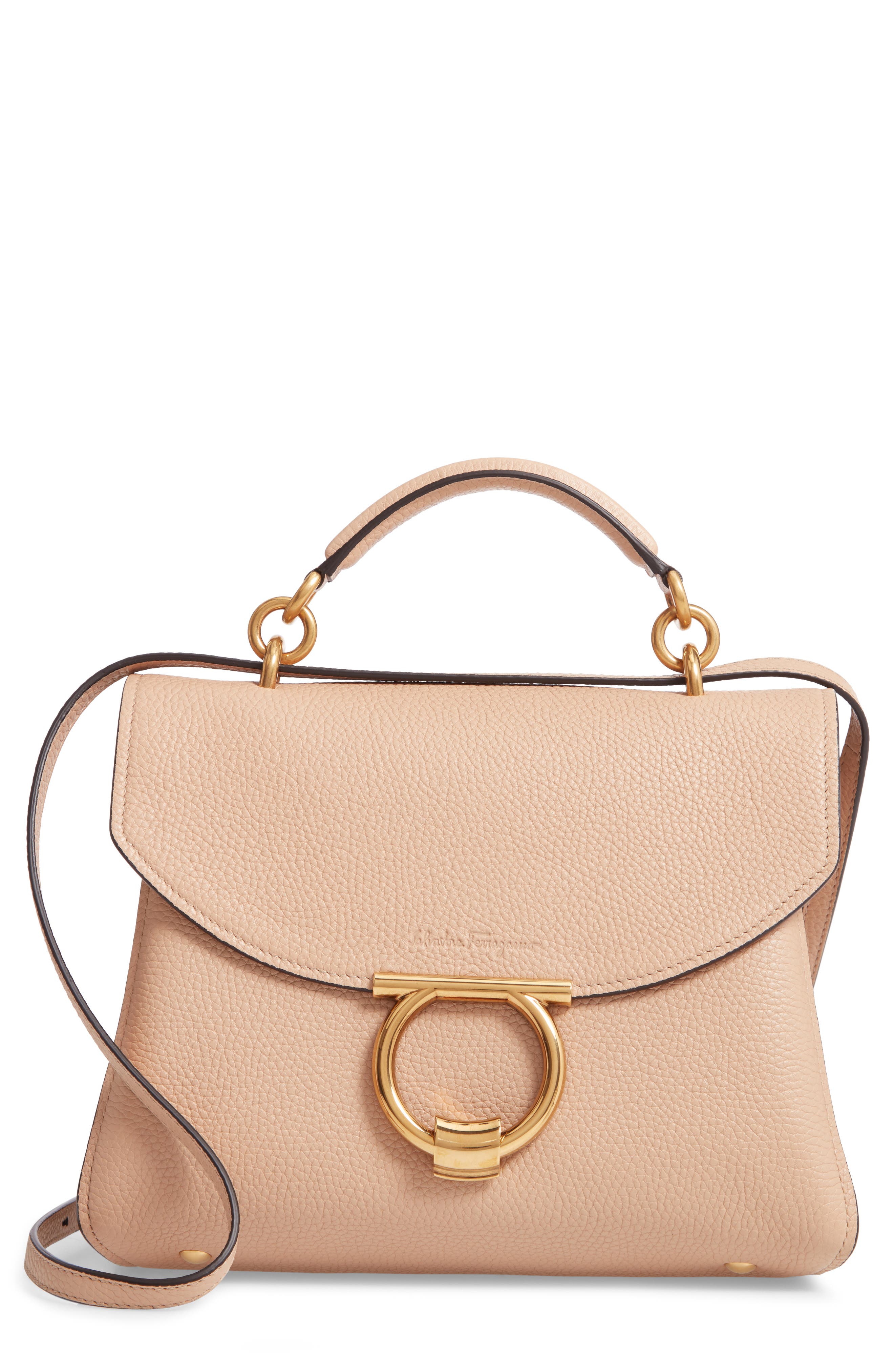 FERRAGAMO Salvatore Ferragamo Small Margot Leather Top Handle Bag, Main, color, 