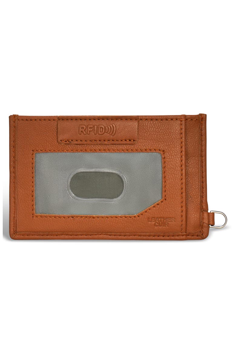 Denim Slim Card Holder, Alternate, color, TAN/BLACK