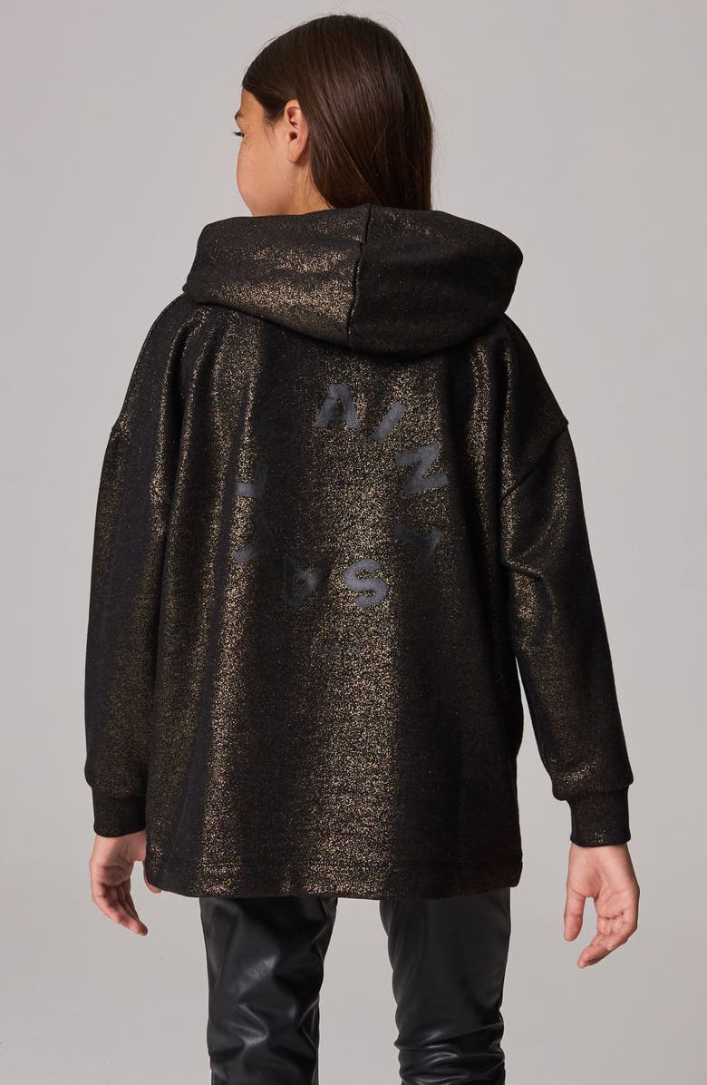 smALLSAINTS by ALLSAINTS Kids' Oversize Metallic Cotton Hoodie, Alternate, color, Black