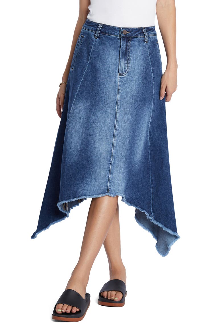 Shark Bite Denim Skirt, Main, color, SHARK BLUE