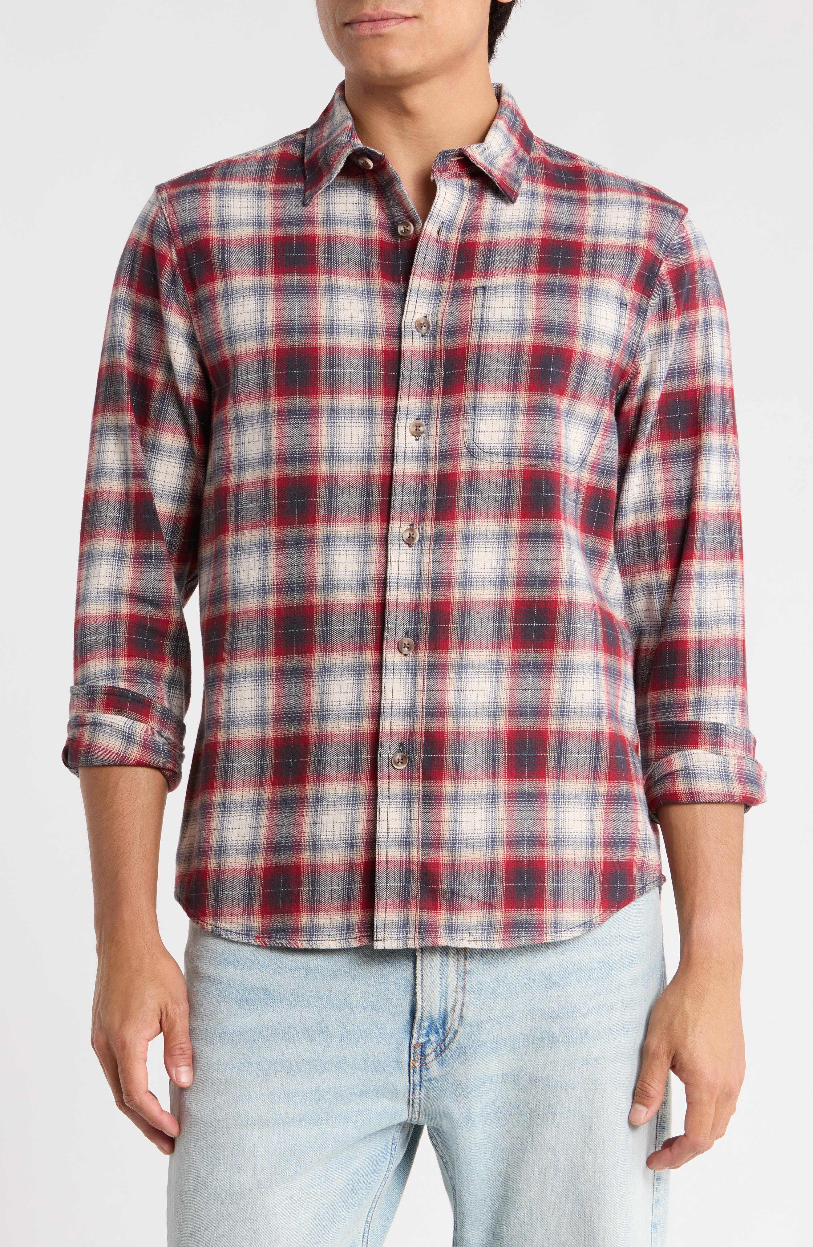 Plaid Flannel Button-Up Shirt