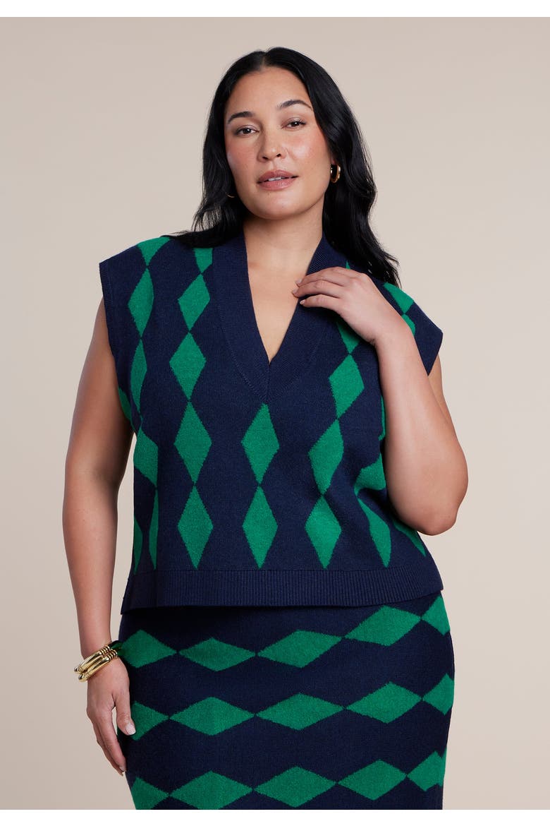 Intarsia Sweater Vest, Main, color, COLORBLOCK GEO