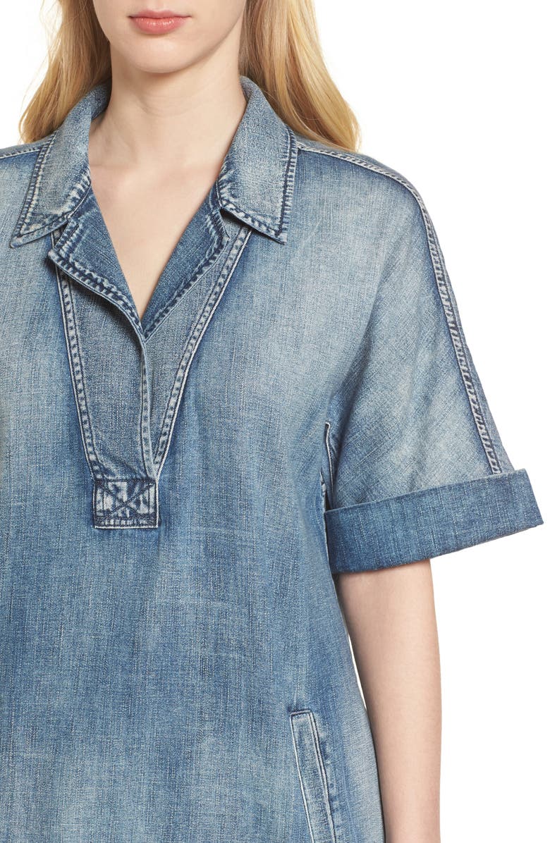 AG Amanda Denim Shift Dress, Alternate, color, Pebble Shore
