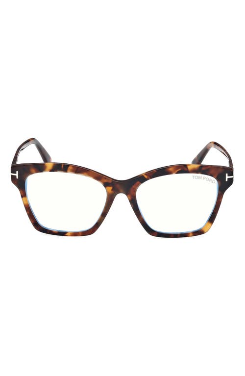 Tom Ford 53mm Square Blue Light Blocking Optical Glasses In Brown