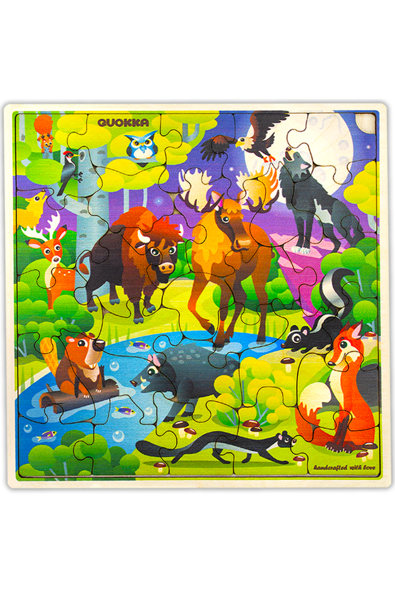 Kids Wooden Puzzles - 28-Piece Jigsaw Puzzles, Main, color, Wild animals