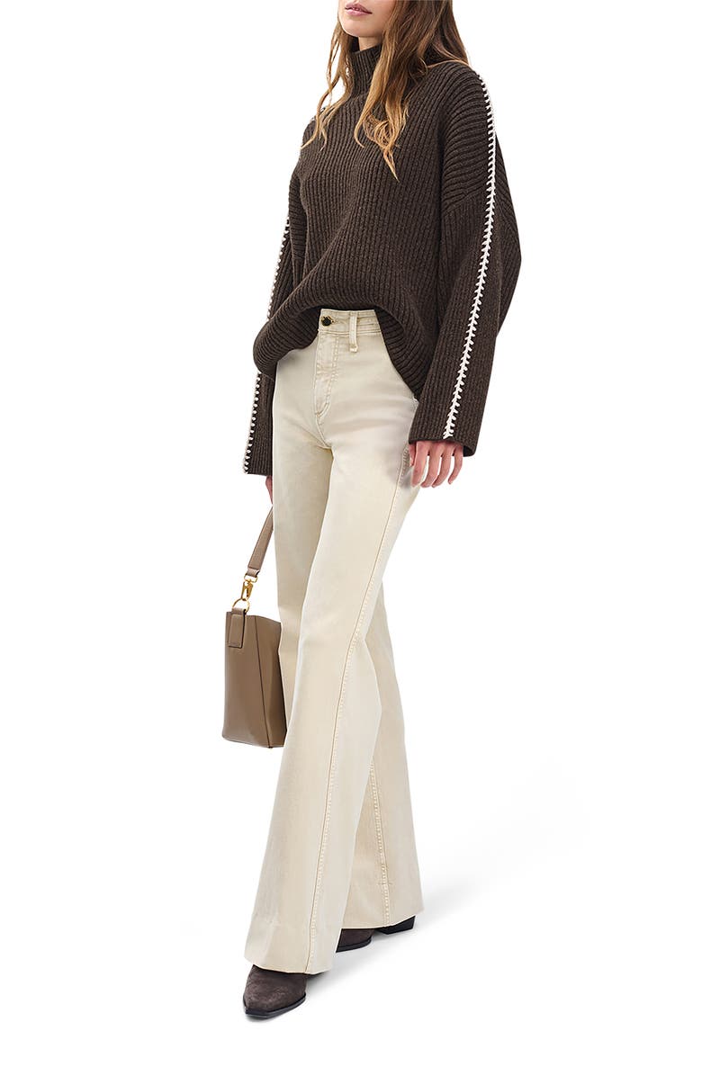 rag & bone Ingrid Turtleneck Rib Sweater, Alternate, color, Brown