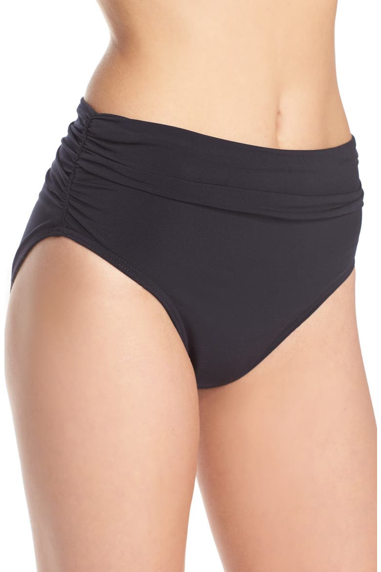 Ruched Bikini Bottoms, Alternate, color, BLACK TONES