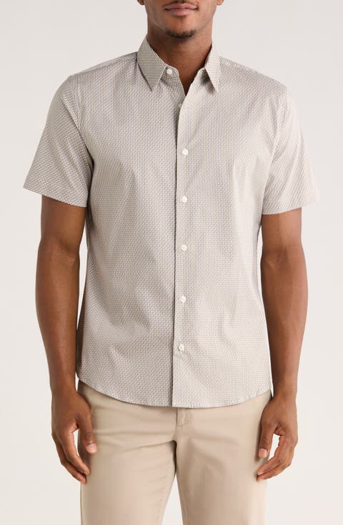 Campbell Short Sleeve Stretch Cotton Button-Up Shirt