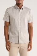 DKNY SPORTSWEAR Campbell Short Sleeve Stretch Cotton Button-Up Shirt
