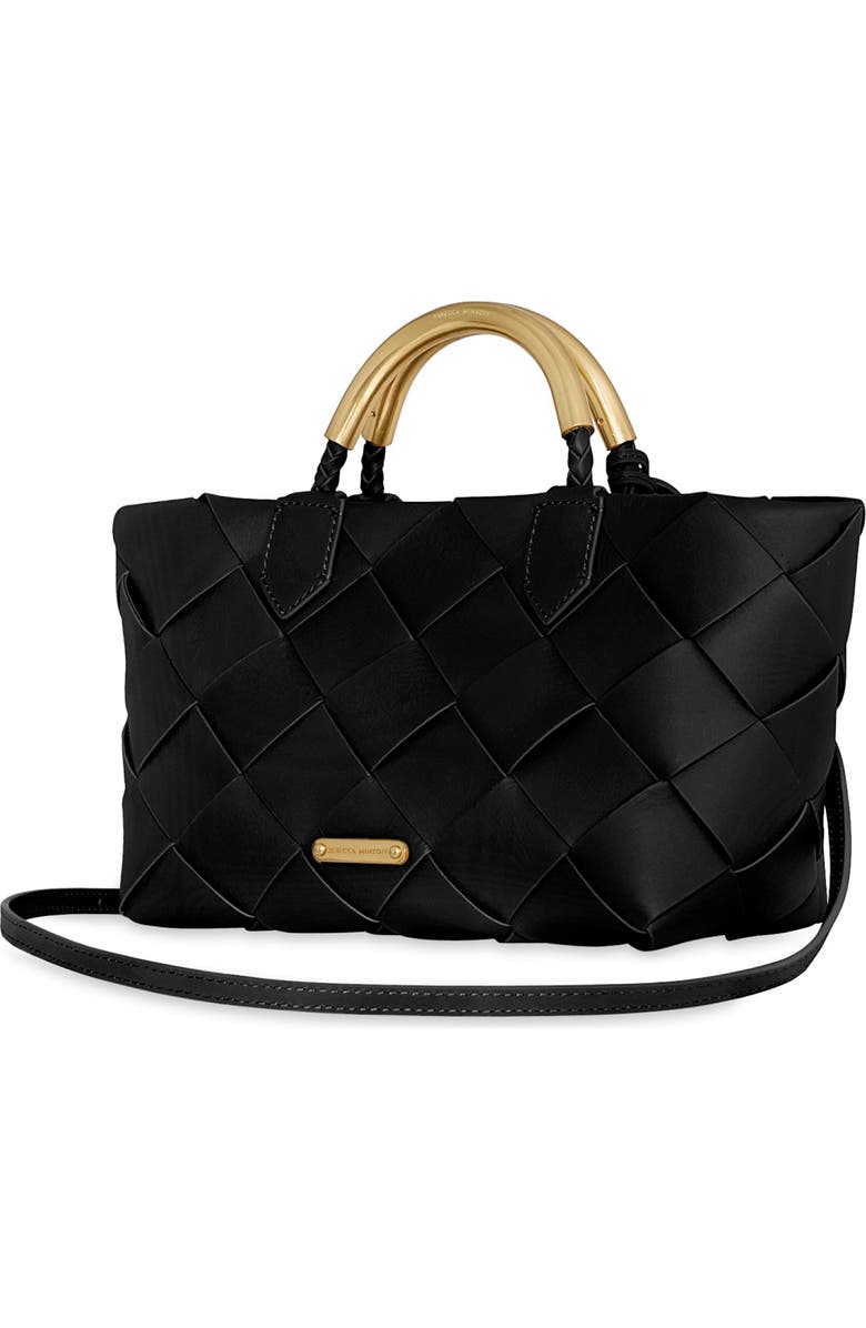 Rebecca Minkoff Mini Frankie Woven Leather Tote, Main, color, Black