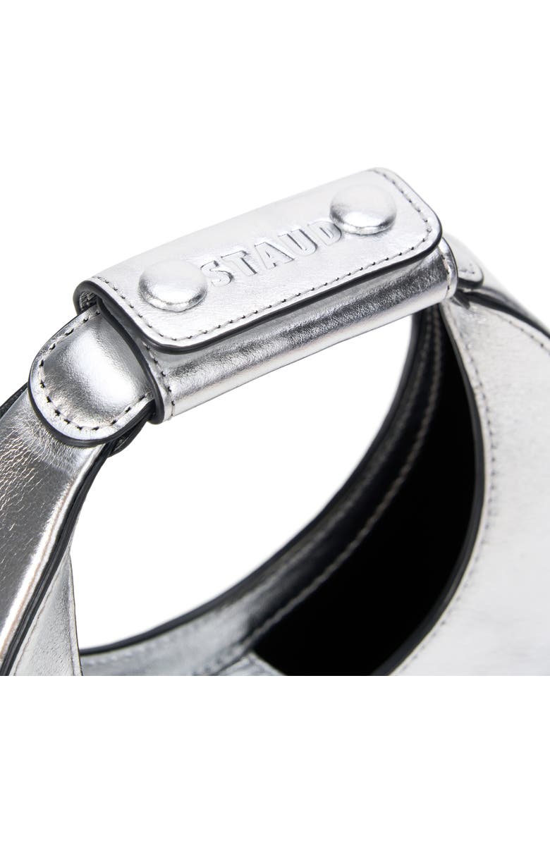 STAUD Good Night Moon Metallic Leather Top Handle Bag, Alternate, color, Silver