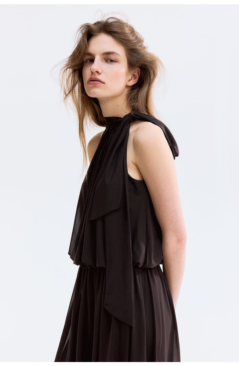 H&M Scarf-collar Top, Alternate, color, Dark Brown