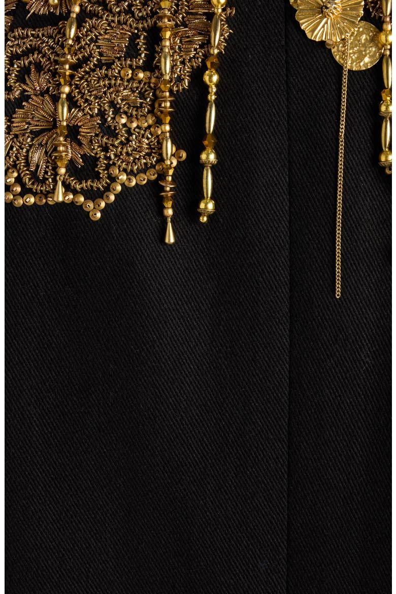 Richy Embellished Cotton Twill Coat, Alternate, color, BLACK