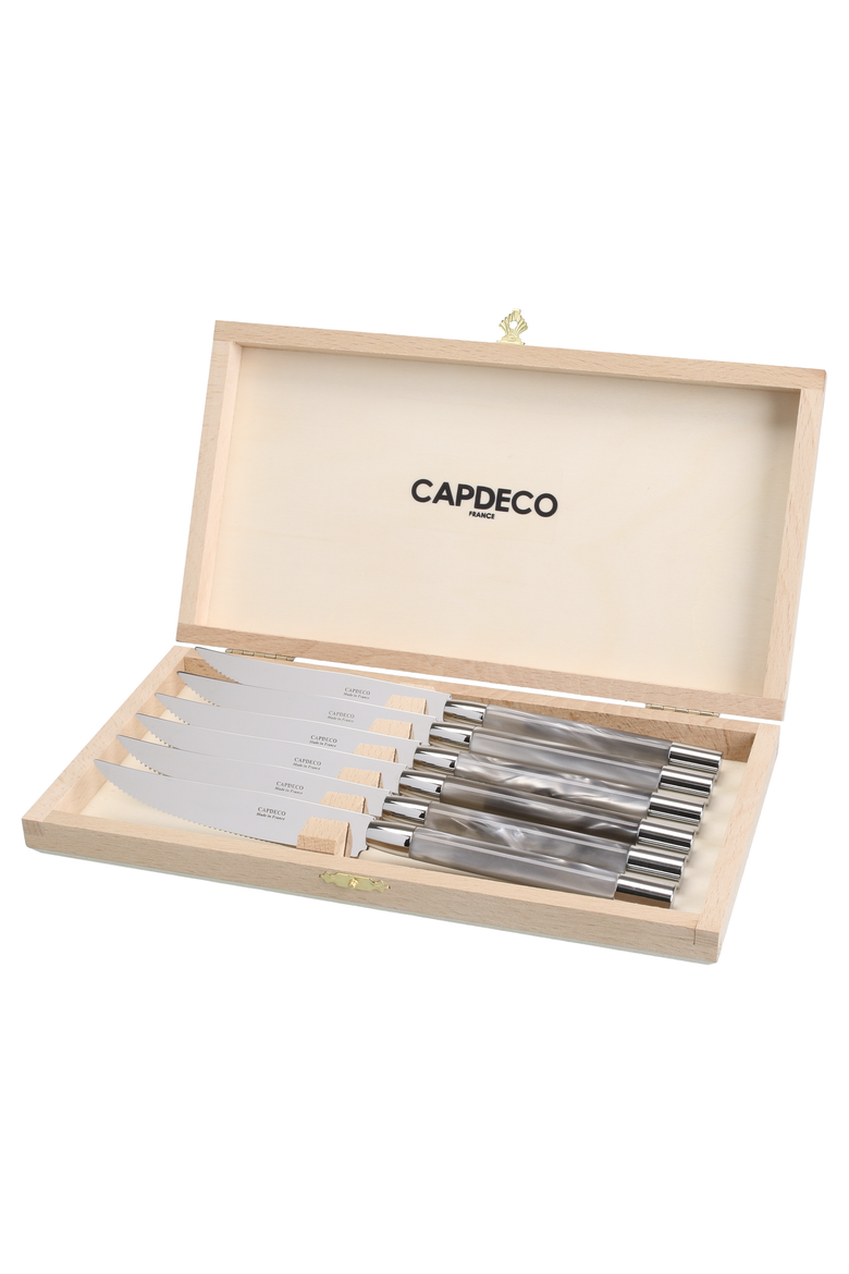 Conty - Box of 6 Steak Knives, Main, color, Grey
