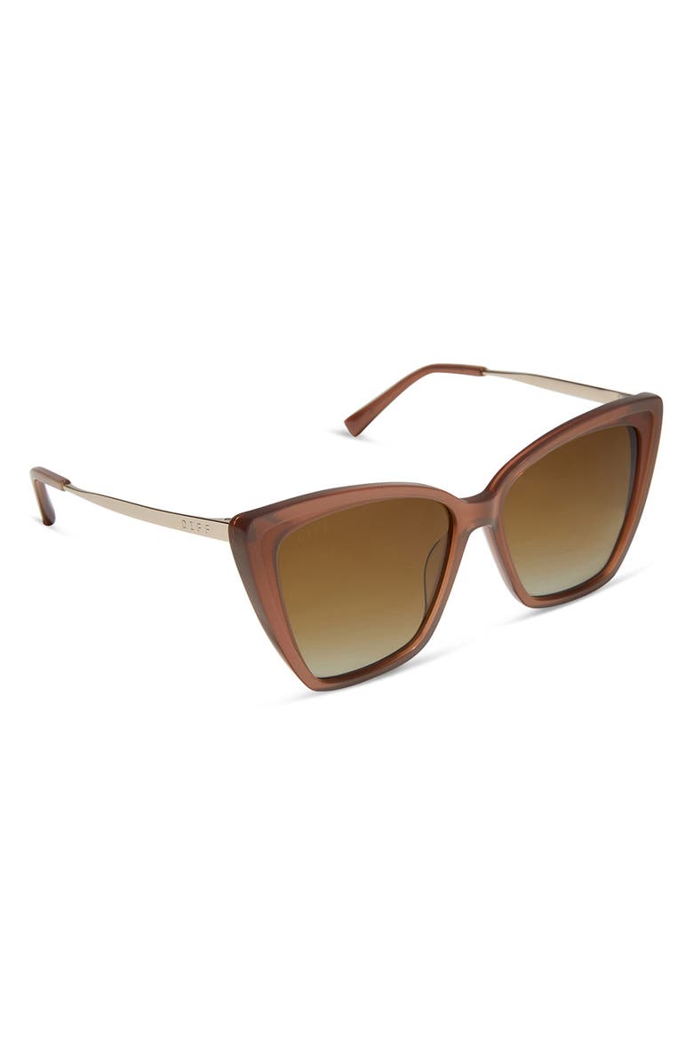 DIFF Becky II 56mm Polarized Cat Eye Sunglasses, Alternate, color, Brown