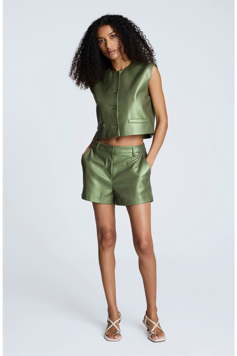 Faux Leather Shorts, Alternate, color, CACTUS GREEN
