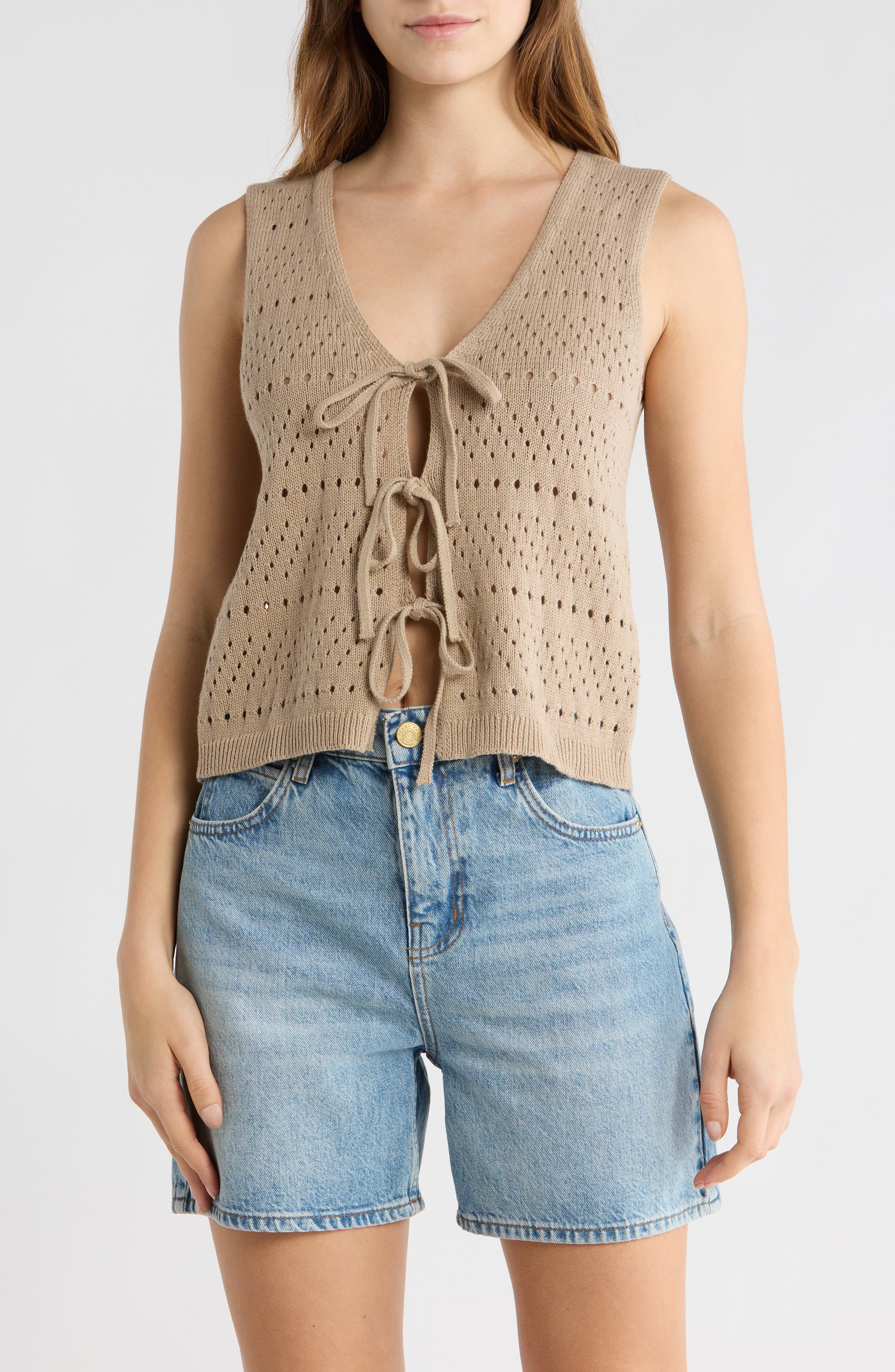 Tie Front Sweater Tank - image 3