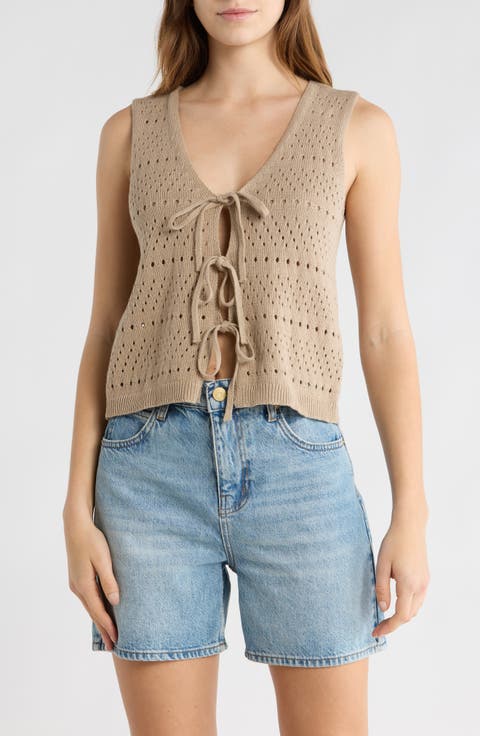 Tie Front Sweater Tank