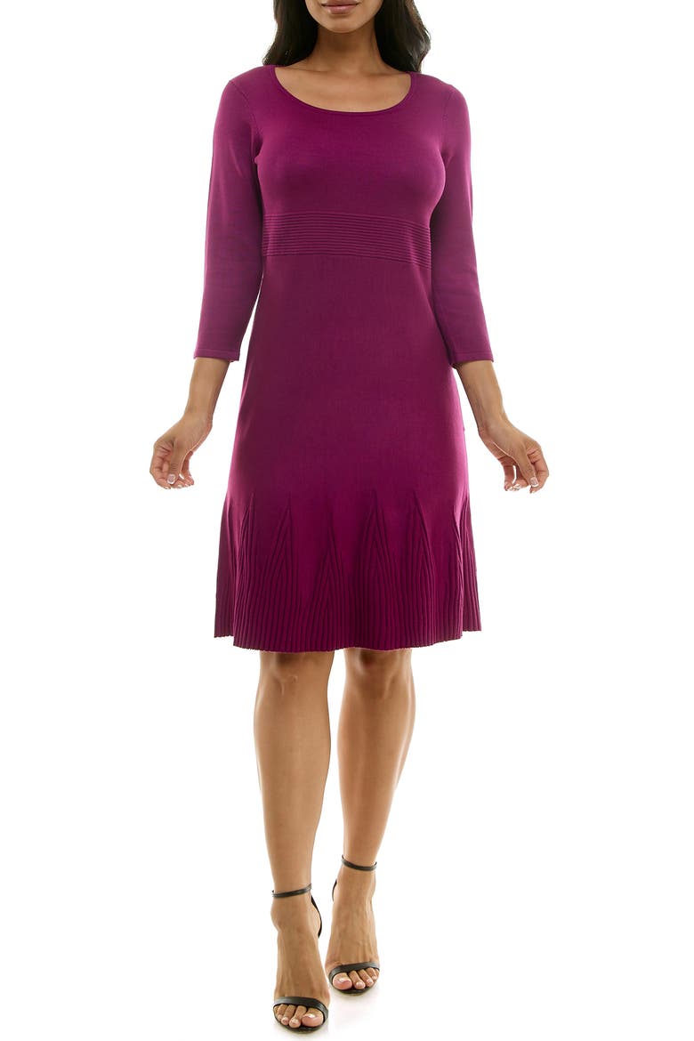 Textured Fit & Flare Dress, Main, color, BERRY GLOSS