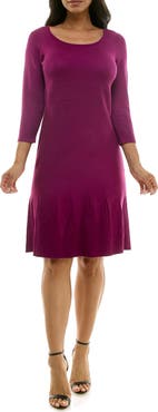 Nina Leonard Textured Fit & Flare Dress