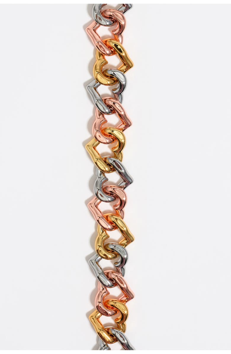 Bimba y Lola Three-Tone Heart Chain Necklace, Alternate, color, Multigold